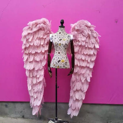 天然ダチョウ天使白い羽ピンクの羽