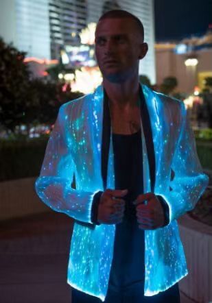 Chaqueta de traje LED para hombre Vestido con luz de fibra óptica