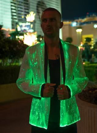 Chaqueta de traje LED para hombre Vestido con luz de fibra óptica