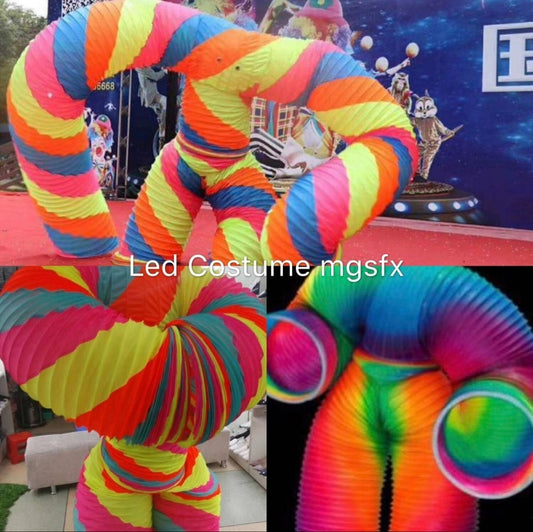Traje de Slinky de danza del tubo del arco iris