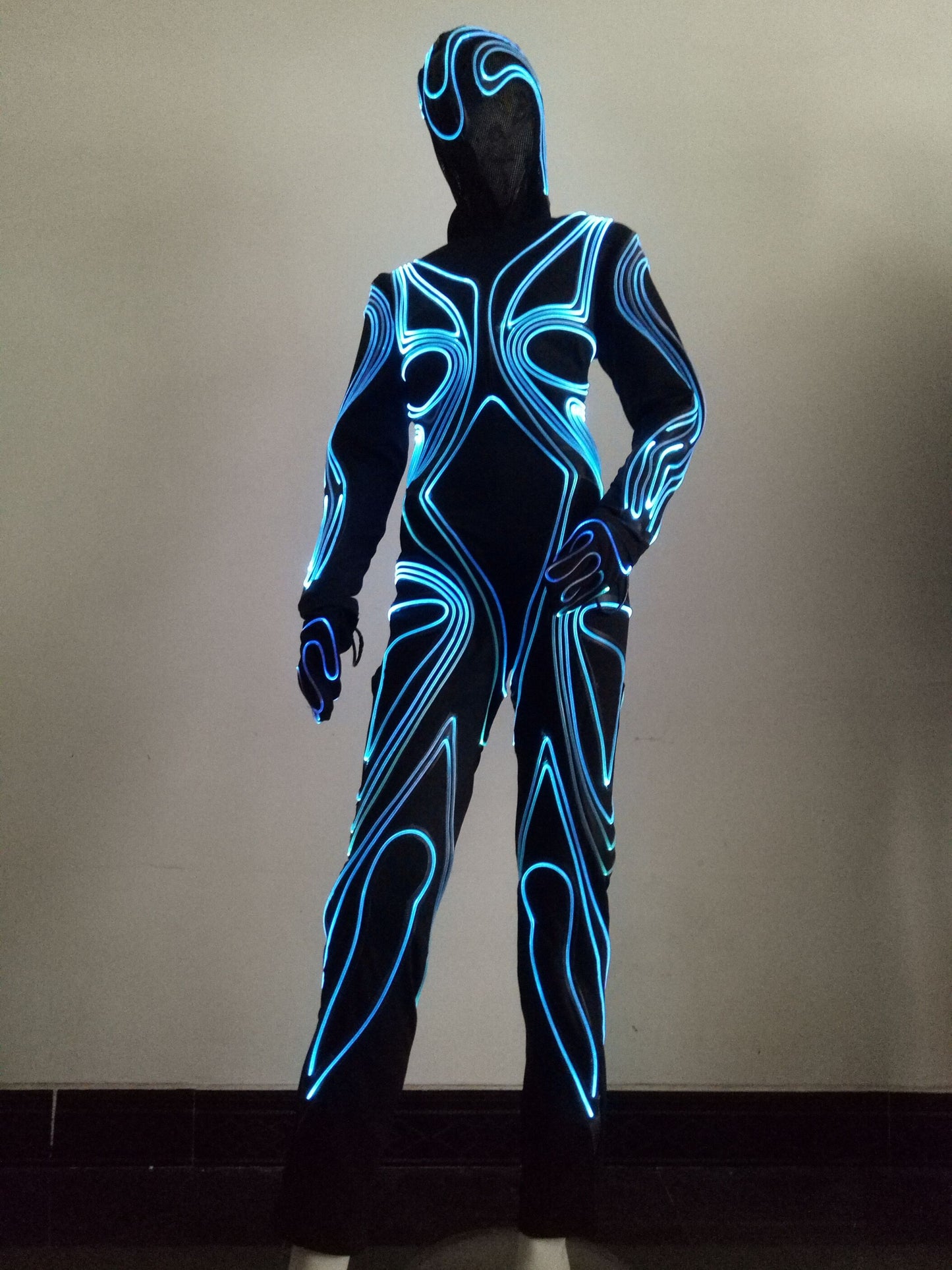 Body de luz LED de fibra óptica de baile de mujer sexy