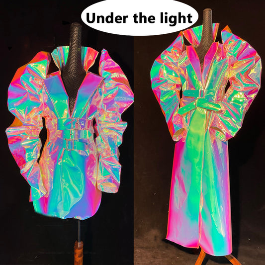 Discoteca Bar DS DJ Wear Sexy Symphony Laser Reflective Jacket Coat